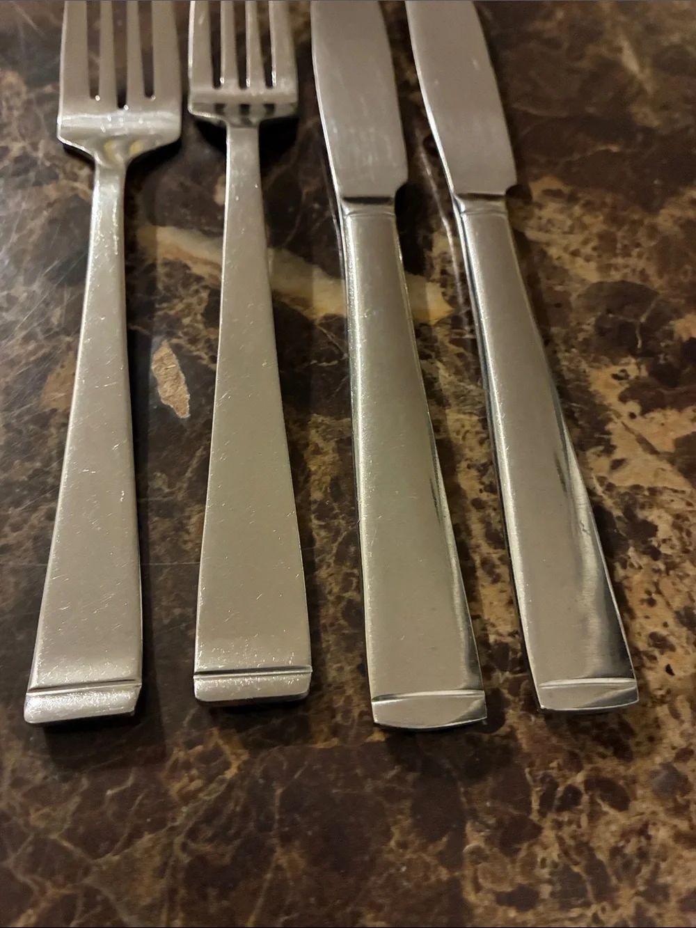 Wallace Julienne Glossy Stainless Steel Flatware Set Of 4 Forks & Knives
